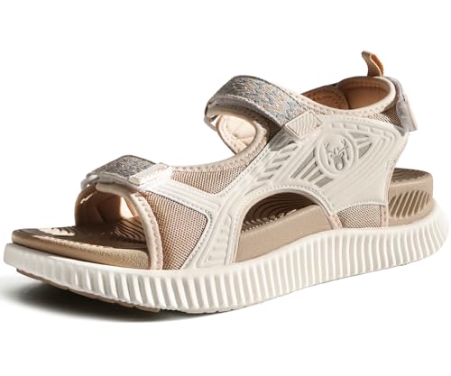 KuaiLu Womens Orthopedic Arch Support Sandals Summer Walking Beige Size 9